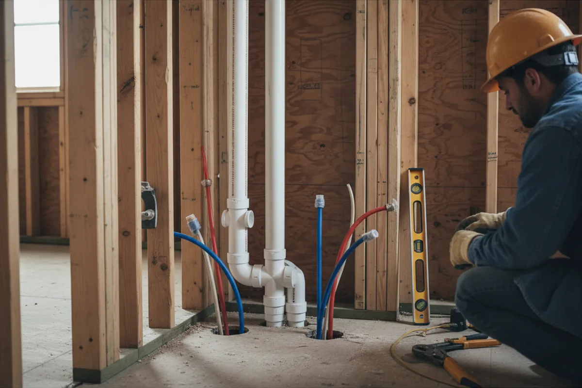 Drain and supply rough-in during Garbage Disposal Repair in Cropwell