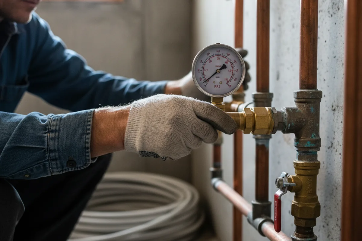 Pressure testing a repaired line during Water Line Repair in Cropwell